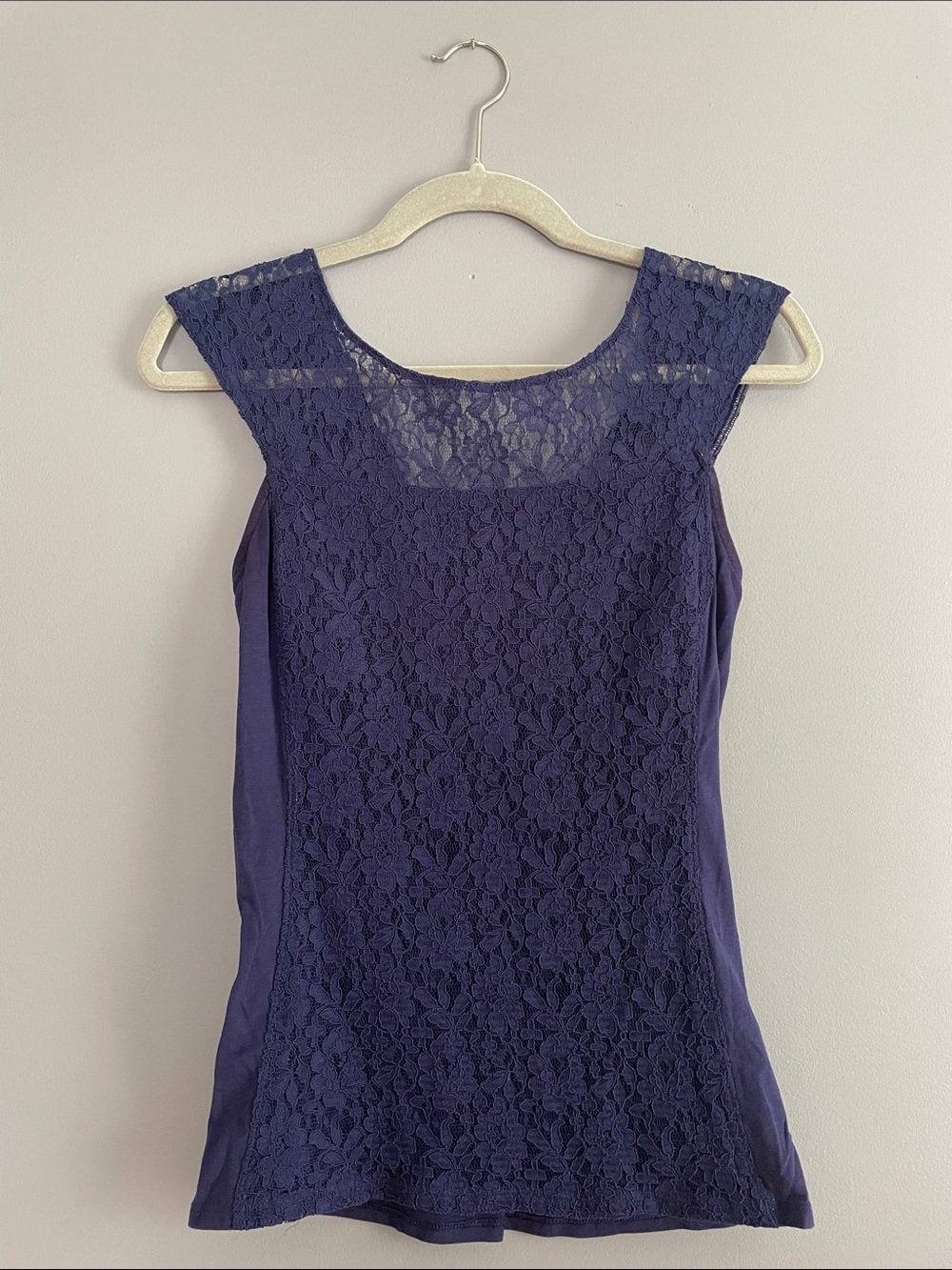 Express Navy Lace Overlay Tank